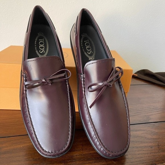 Tod's Italy Maroon Red Leather Driver Loafer shoe XXM15C0CN50LYGR807 sz 10.5